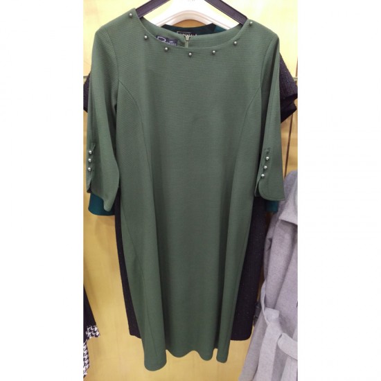 Φόρεμα πικέ-μονόχρωμο με πέρλες