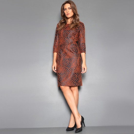 Φόρεμα Midi με εφέ δερματίνης