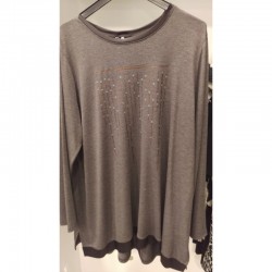 Μπλούζα σε loose γραμμή με λεπτομέρεια δερματίνη